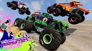 Monster Jam INSANE Racing Freestyle and High Speed Jumps 18  BeamNG Drive  Grave Digger [upl. by Ecyrb]