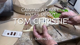 Carving a Drake Pintail Session 2  Carving the Head [upl. by Ecyak964]