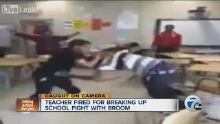 Teacher fired for breaking up school fight with broom [upl. by Walrath]