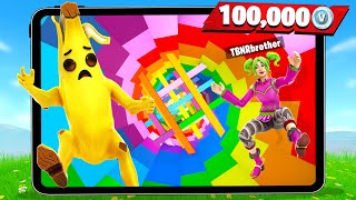 Fortnite MOBILE vs PC with My Little Brother Rainbow Dropper Challenge [upl. by Rocca]