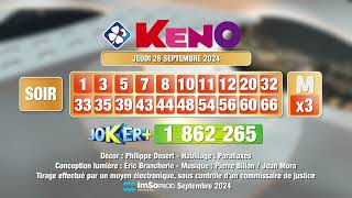 Tirage du soir Keno® du 26 septembre 2024  Résultat officiel  FDJ [upl. by Enaxor]