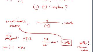 CHM 251 Stereochemistry Part 11 Calculating Specific Rotation amp Enantiomeric Excess [upl. by Brandi]