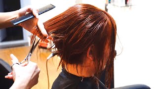 ASMR RELAXING HAIRCUT – LONG TO SHORT CHOPPER REDHEAD [upl. by Attenohs228]