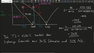 Hebelgesetz im Phasendiagramm  2 Beispiel mit teilweiser Löslichkeit EisenkohlenstoffDiagramm [upl. by Perseus]