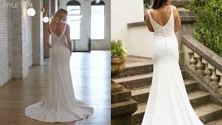 Beach Wedding Dress with Plunging Neckline  Stella York 7774 [upl. by Lomasi]