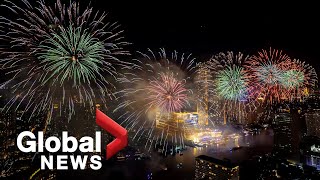 New Years 2022 Bangkok Thailand ushers in New Year with stunning fireworks display [upl. by Terbecki705]