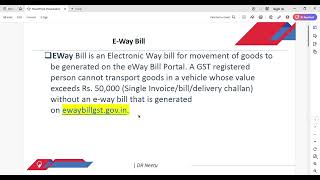 E way Bill  Meaning FeaturesImportanceDocuments required for Online portalValiditySupply [upl. by Ardnaeed547]