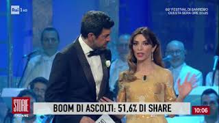 Sanremo 2018 volano gli ascolti per la 3 serata i più alti dal 1999  Storie Italiane 09022018 [upl. by Ilil]