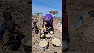 Turkana Tribe Dad sharing Food as Kids Wait Patiently shortsfeed  africa [upl. by Faustus]