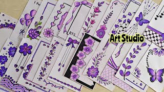 50 PURPLE BORDER DESIGNSPROJECT WORK DESIGNSA4 SHEETFILEFRONT PAGE DESIGN FOR SCHOOL PROJECTS [upl. by Ayvid533]