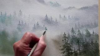 watercolor trees in the mist [upl. by Narol559]