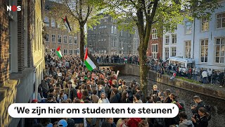 ProPalestijnse demonstranten bouwen opnieuw barricades bij universiteit in Amsterdam [upl. by Rosamund603]