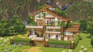 Minecraft 🌲🌿 Aesthetic Cottagecore House Tutorial  Mizunos 16 Craft Resource Pack [upl. by Notserk]