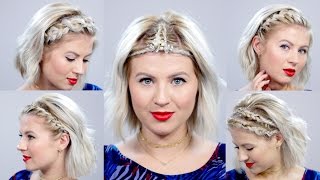 5 Braided Headbands For Short Hair Tutorial  Milabu [upl. by Klara]