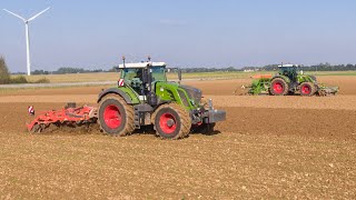 Déchaumage et semis  FENDT 828 et 720 gen6  AMAZONE  KUHN [upl. by Yliram]