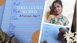 Three Letter Words in EnglishThree Letter Words Phonics PRACTICE READING BYuvinya Age 7 [upl. by Itnaihc]