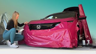 First Time Vinyl Wrapping my Civic PINK [upl. by Rusell269]