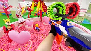 Nerf War  Amusement Park Battle 65 Nerf First Person Shooter [upl. by Phebe]