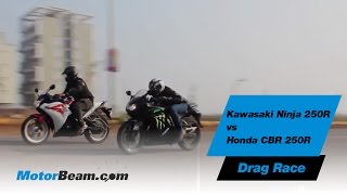 Kawasaki Ninja 250R vs Honda CBR250R  Drag Race  MotorBeam [upl. by Nede]