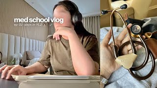 med school vlog 👩🏻‍⚕️🩺 unboxing my first stethoscope lots of studying practicing new skills [upl. by Aitselec]