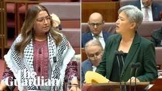 Australian senators clash over aid funding for Palestine [upl. by Shetrit]