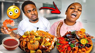 MOANING WHILE EATING PRANK ON BOYFRIEND HILARIOUS REACTION 😂  SEAFOOD MUKBANG [upl. by Asek]