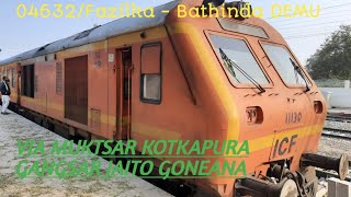 04632Fazilka  Bathinda DEMUफाजिल्का से बठिंडाFull Video🚂 [upl. by Ahseniuq400]