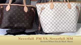 Louis Vuitton Neverfull PM VS MM Reviewwhat fitsMod Shots [upl. by Jimmie]