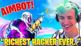 Ninja MINDBLOWN Spectating Aimbot Hacker Using Galaxy Skin  Fortnite FUNNY Moments [upl. by Nylde]