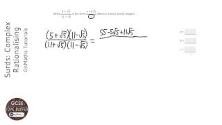 Surds Complex Rationalising Grade 9  OnMaths GCSE Maths Revision [upl. by Oxford454]