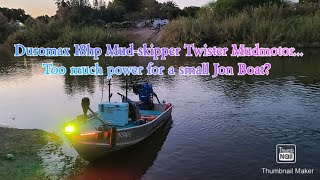 Mudskipper Twister Mudmotor  Duromax 440 XP18HPE 18hp too much motor for a small jon boat [upl. by Marpet]