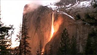 Yosemite Horsetail Falls 2222017 [upl. by Vtehsta]