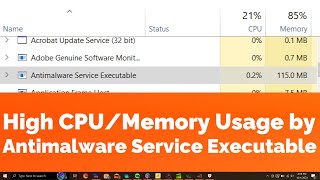 High CPU or Memory Usage by Antimalware Service Executable in Windows 10 amp 11 Two Solutions [upl. by Elleirda]