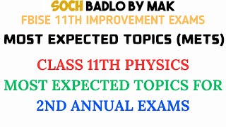 Most Expected Topics For 11th Physics 2nd Annual Exams  Soch Badlo By MAK [upl. by Reace860]