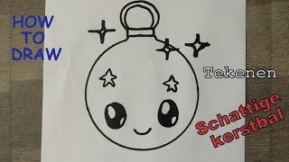 🎄 Tekenen voor beginners  SCHATTIGE KERSTBAL TEKENEN ❤️ How to draw a cut Christmas ball [upl. by Ongun772]