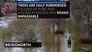 River Severn flooding in Shropshire [upl. by Yenettirb]