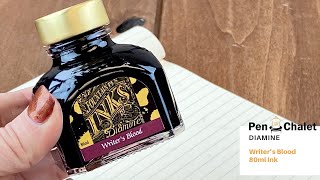 Diamine Writers Blood Fountain Pen Ink Unboxing and Writing Sample [upl. by Kosaka764]