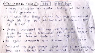 BAEYER STRAIN THEORY  100 FINAL PAPER MAI AAYGA🧐 BPHARM2ND YEAR  ORGANIC CHEMISTRY [upl. by Northrop555]