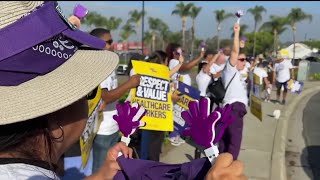 Health care workers picket Sharp Grossmont Hospital as contract negotiations continue  NBC 7 [upl. by Naresh256]