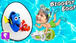 Giant NEMO Surprise Egg and SeaDoo with HobbyKids [upl. by Aninnaig]