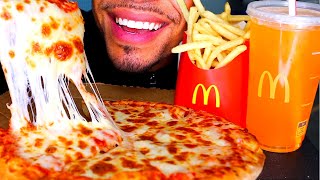 ASMR CHEESIEST PIZZA PAPA JOHNS MCDONALDS FRENCH FRIES MUKBANG EATING SHOW MOUTH SOUNDS JERRY AD [upl. by Codel594]