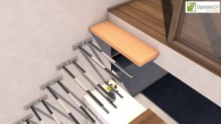 Escalier flottant  suspendu en Kit Sydney  wwwupstairs24fr [upl. by Frasier]