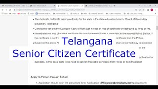 Telangana  Apply for Senior Citizen Certificate [upl. by Ieppet]