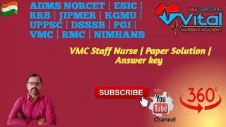 VMC Staff Nurse Paper Solution  Answer Key  VMC Staff Nurse Exam Video By 🇮🇳 VNA [upl. by Geiger416]