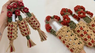 DIY Macrame Hand Sanitizer Bottle Spray Holder Flower Keychain  TUTORIAL FOR BEGINNERS [upl. by Anahc291]