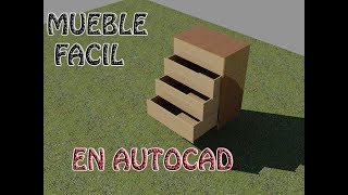 COMO HACER UN MUEBLE EN AUTOCAD FACIL PASO A PASO 2D y 3D [upl. by Enitsirhc]