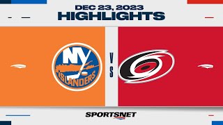 NHL Highlights  Islanders vs Hurricanes  December 23 2023 [upl. by Johnsson]