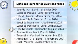 Liste des jours fériés pendant lannée 2024 en France [upl. by Ummersen]