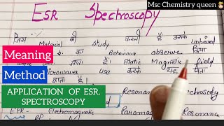 Electron spin resonance spectroscopy  Application of Esr spectroscopy  notes Msc chemistry notes [upl. by Eduardo538]