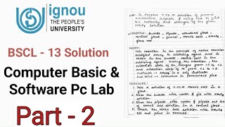 IGNOU BSCL  013 solved Practical BCA  IGNOU Practical Solution full in hindi [upl. by Eanerb]